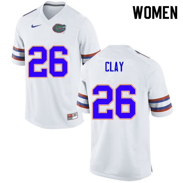 NCAA Florida Gators Robert Clay Women's #26 Nike White Stitched Authentic College Football Jersey RCI4064UC